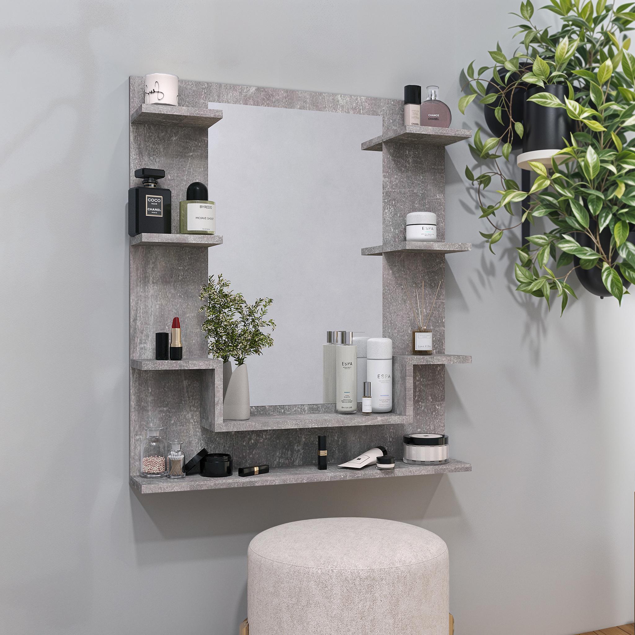 Зеркало настенное с полками NT-3 724х150х828 мм Бетон - фото 1 Зеркало настенное с полками NT-3 724х150х828 мм Бетон - фото 1