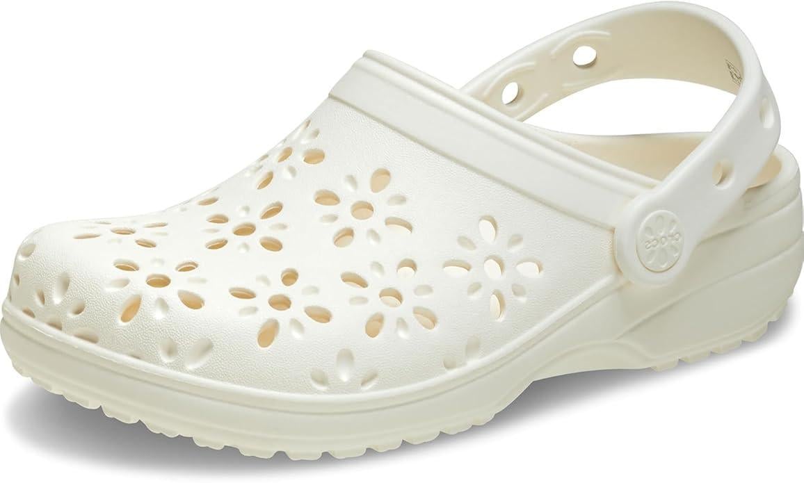 Сабо для девочки подростковые Crocs Classic Floral Cut Out Clog р. 37-38 J5 Белый ( 210943-0WV)