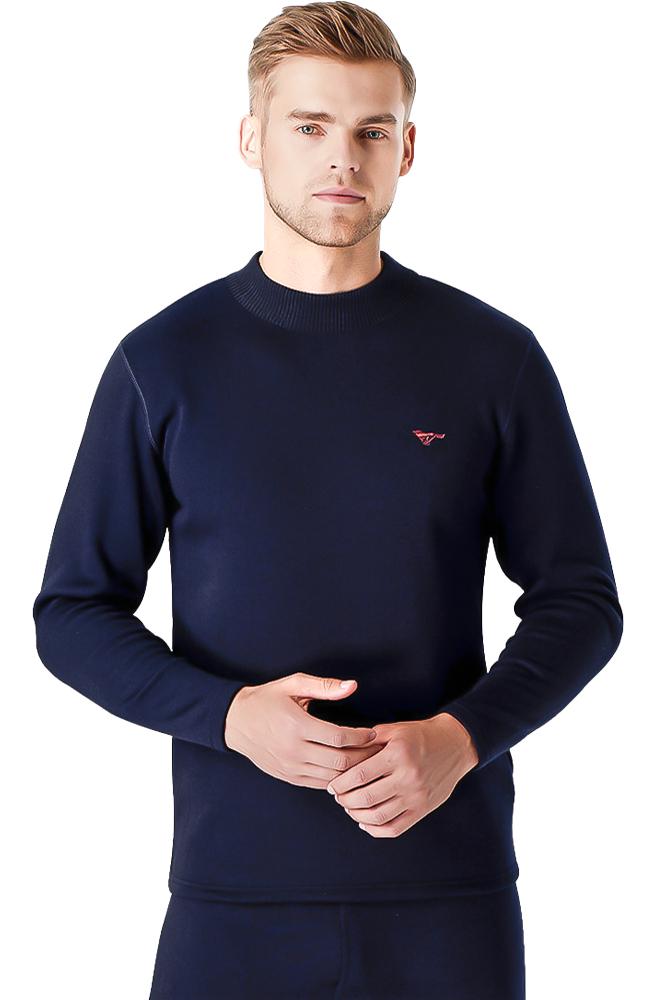 Термобелье мужское хлопковое с плотным мехом комплект кальсоны и кофта -5-25°С XL Темно-синий - фото 2