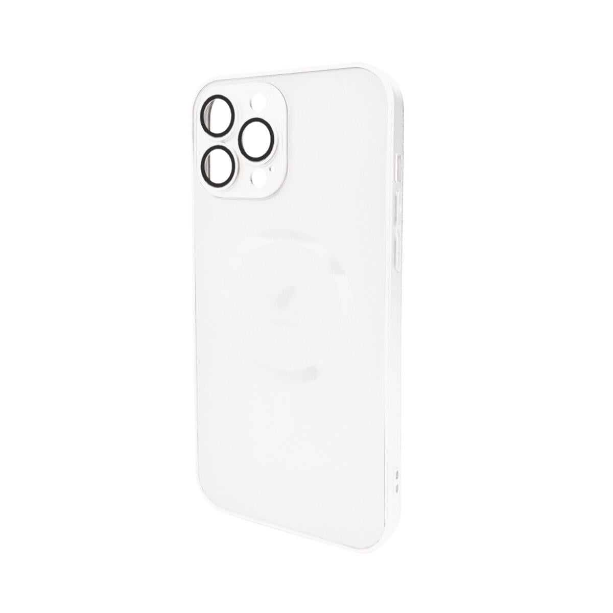 Противоударный чехол для Apple iPhone 13 Pro Max AG Glass Matt Frame Color MagSafe / Pearly White
