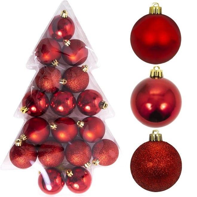 Набор новогодних шаров пластиковых 17 шт. d 5 см Красный (43138)