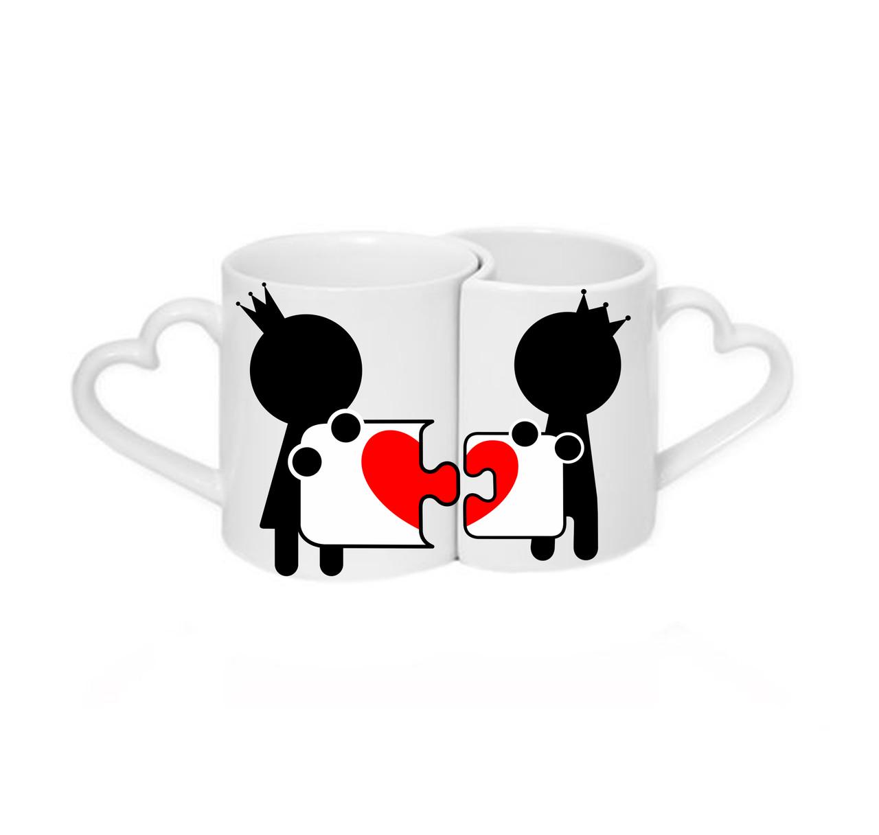 Парные чашки Сердечко-пазлы Белый (ПЧ-012)
