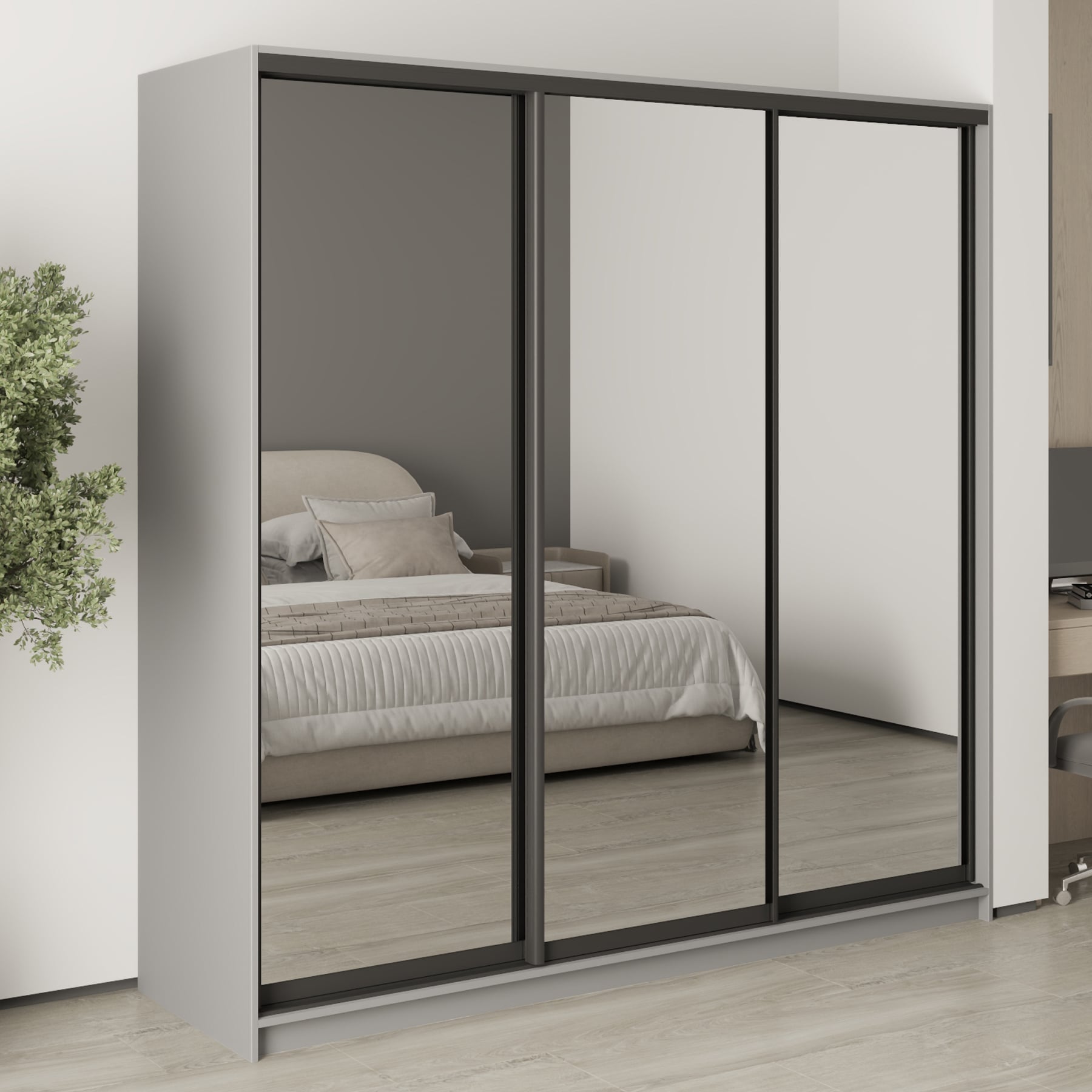 Шкаф-купе трехдверный Mebel Star Стандарт BG MBS-8523 210х45х210 см Серая мышка (1007934)