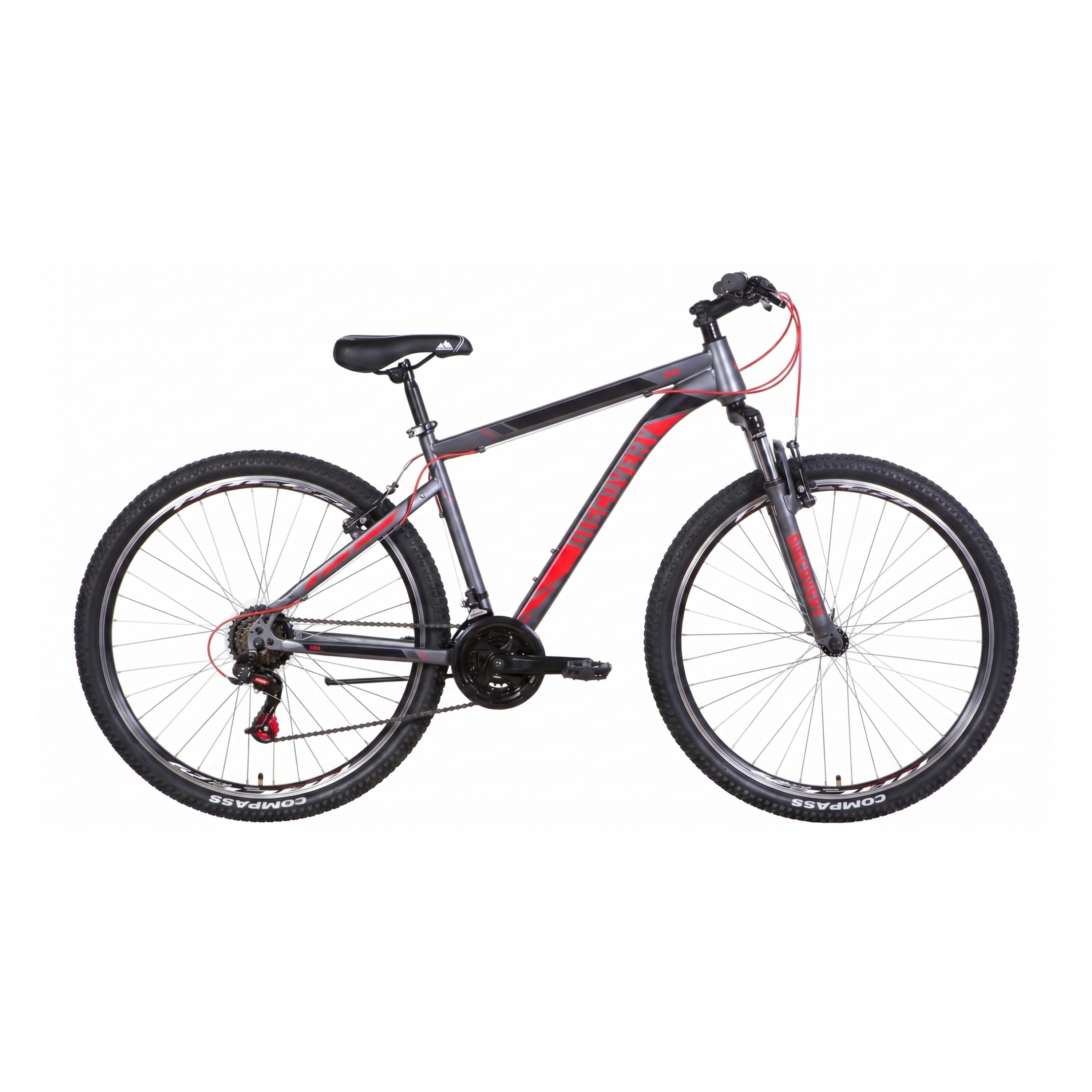 Велосипед горный найнер 29" Discovery Trek AM Vbr рама 21" на рост 185-200 см Графитово-черный с красным (OPS-DIS-29-098)