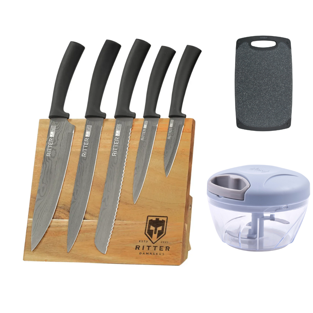 Набор ножей на подставке Krauff Ritter с измельчителем Smart Сhef и кухонной доской (55-333-469)