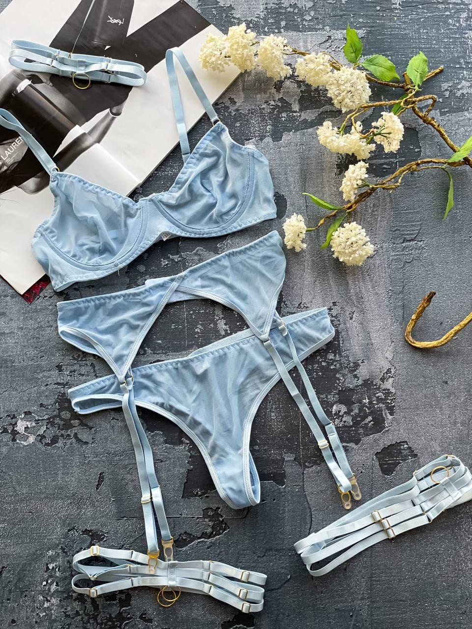 Нижнее белье DO2110 с чокером L Голубой - фото 6 Нижнее белье DO2110 с чокером L Голубой - фото 6