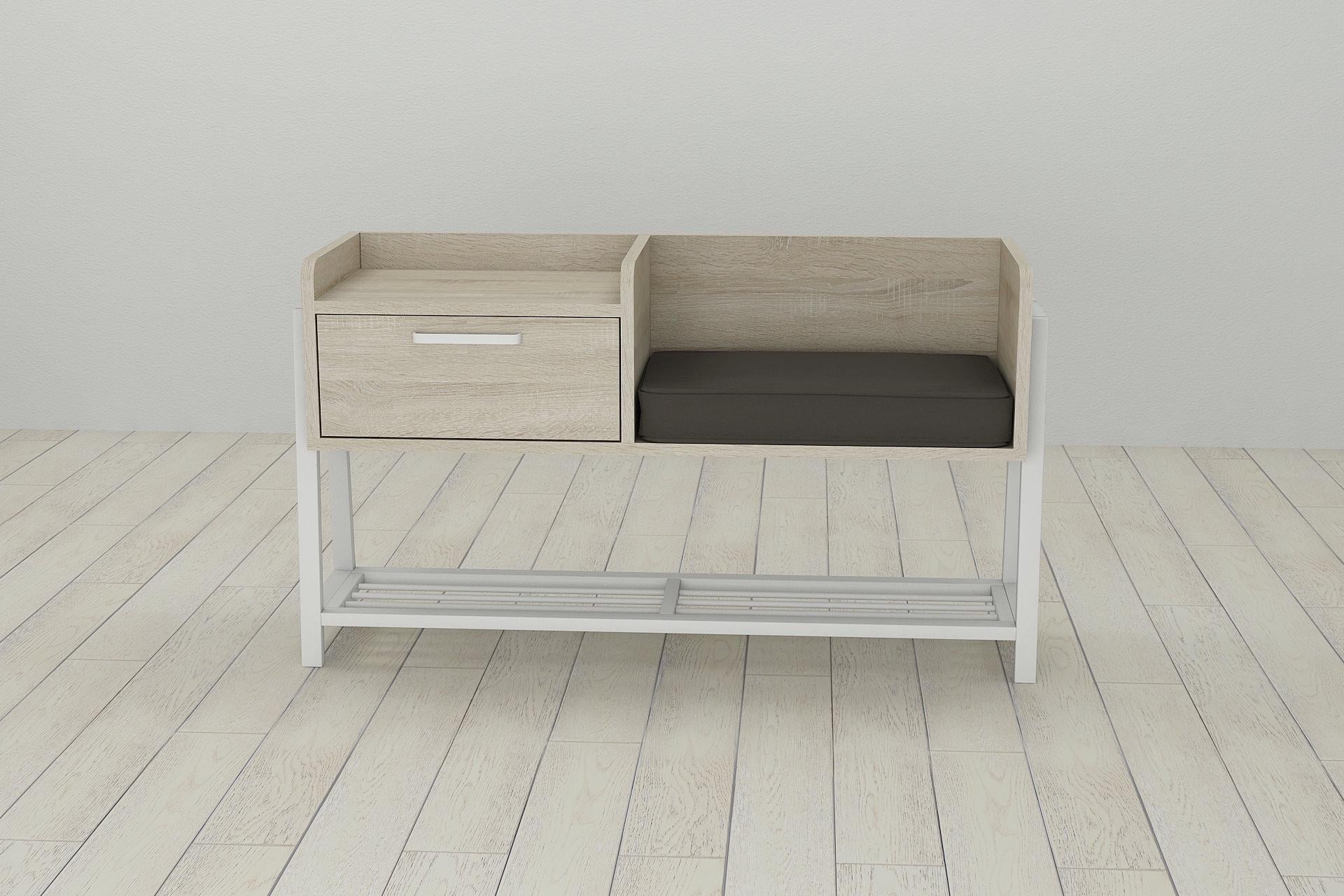 Банкетка с тумбочкой Ferrum-decor Бланка металл/ДСП 16 мм 540x1000x320 мм Белый/Сонома (FRD-103034) Банкетка с тумбочкой Ferrum-decor Бланка металл/ДСП 16 мм 540x1000x320 мм Белый/Сонома (FRD-103034)