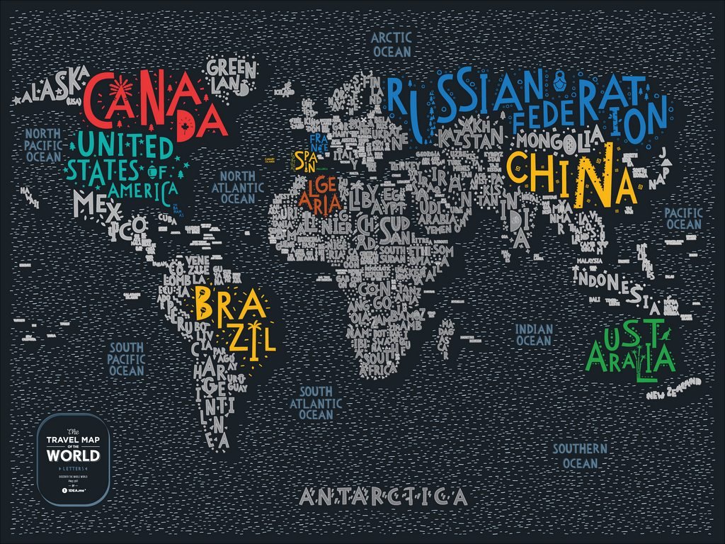 Скретч-карта Travel map Letters world 80х60 cм - фото 2