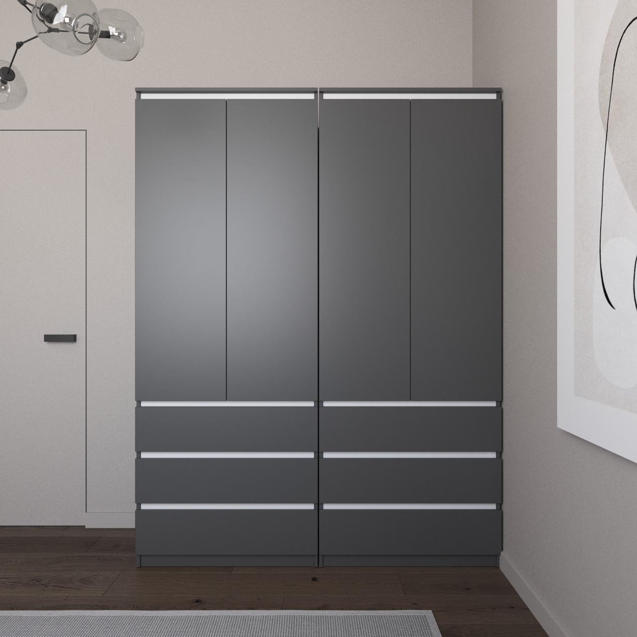 Меблевий комплект для одягу Вайс R9/R16 1604х500х2110 мм Антрацит/Білі планки (30845339) - фото 1