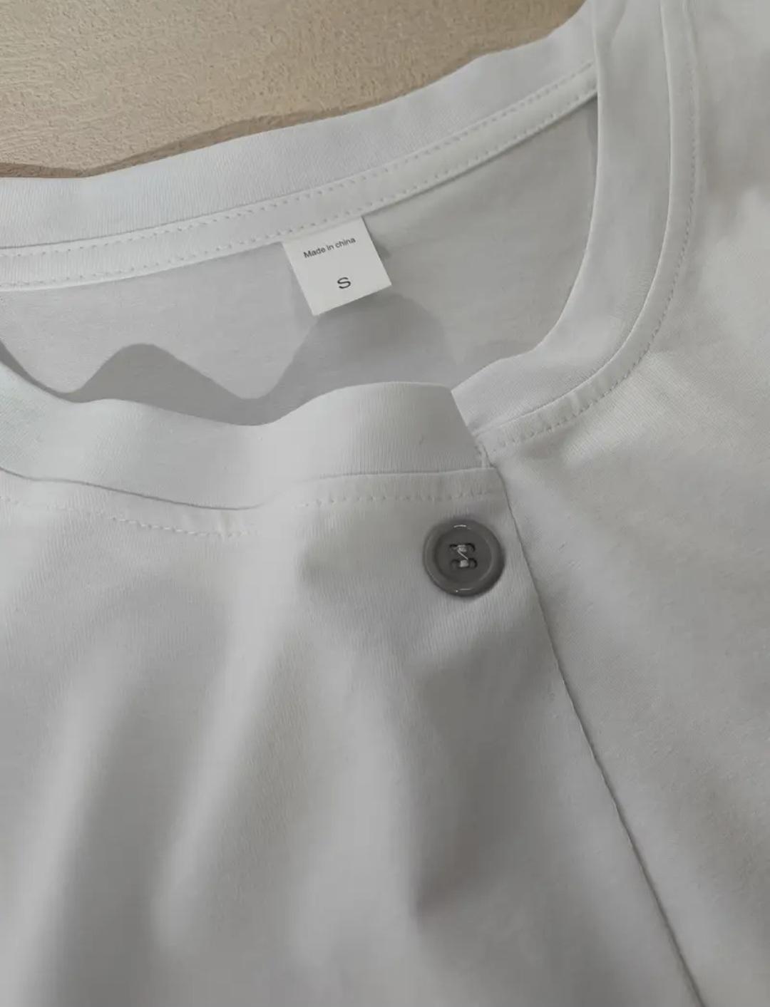 Футболка жіноча з ґудзиком М Білий (00221) - фото 2 Футболка жіноча з ґудзиком М Білий (00221) - фото 2