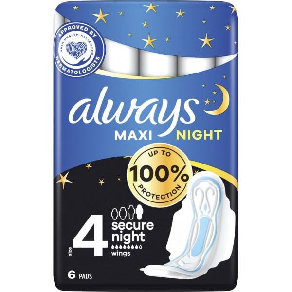 Прокладки гигиенические Always Maxi Night 6 шт. 7 капель