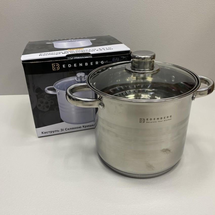 Кастрюля со стеклянной крышкой Edenberg EB-541 из нержавеющей стали 4 л (2100829388)