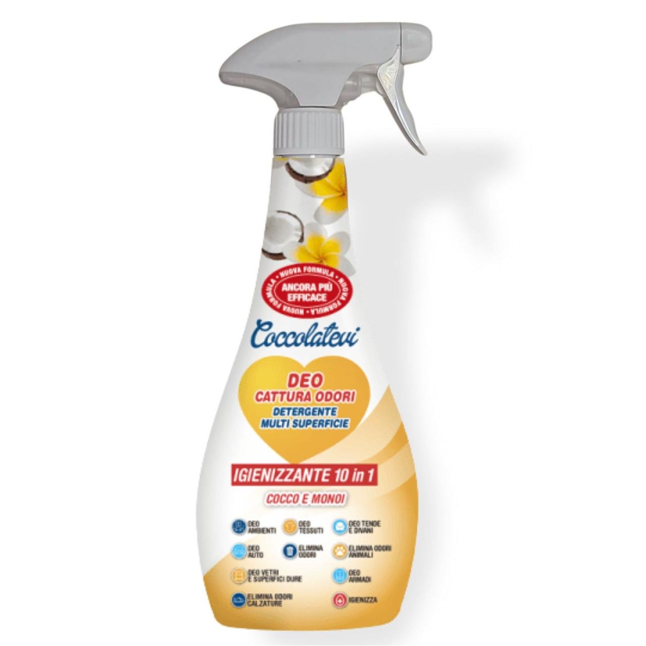 Нейтралізатор запаху універсальний для поверхонь та тканин Coccolatevi Кокос і моной 10в1 300 мл