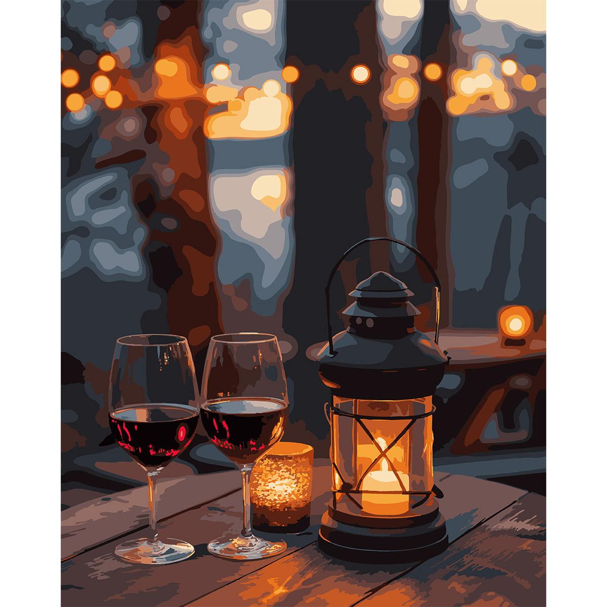 Картина по номерам Santi Романтика при свете фонаря 40x50 см с LED подсветкой (Top-955090)