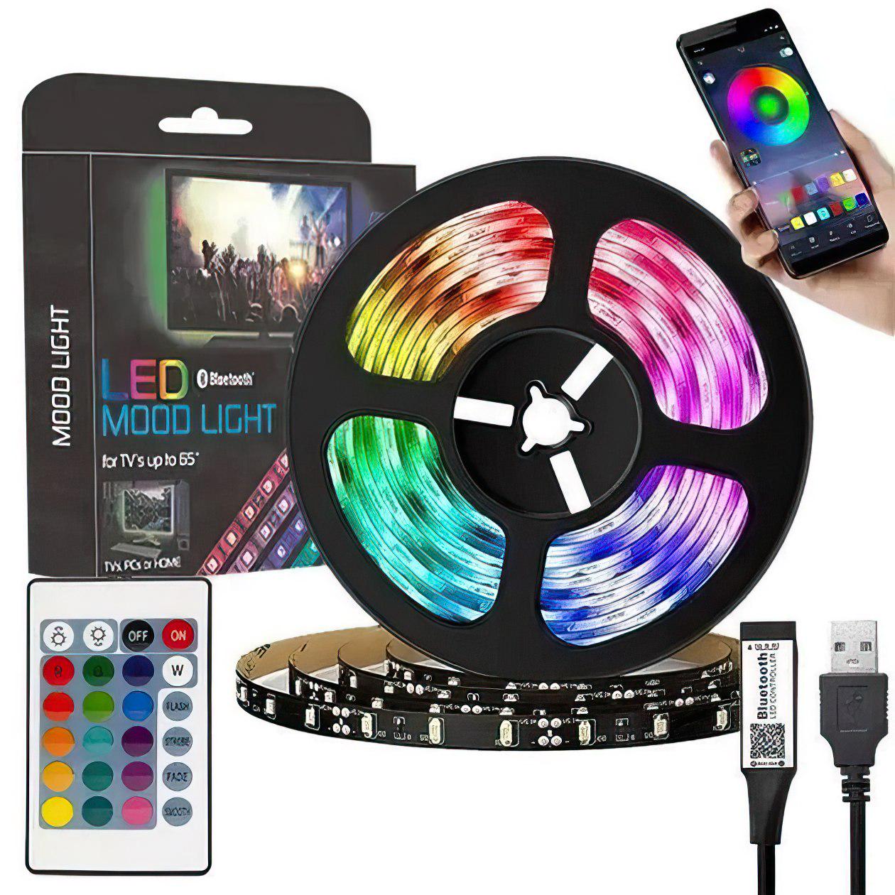 Светодиодная лента смарт SMD5050 RGB с Bluetooth приложением IP67 клейкая основа 5 м (2778037787)