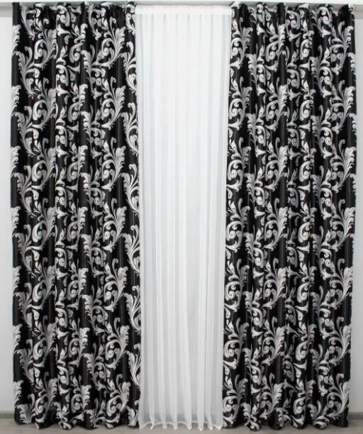 Шторы блекаут Лилия 1,5х2,7 м 2 шт. Черный (140ш)