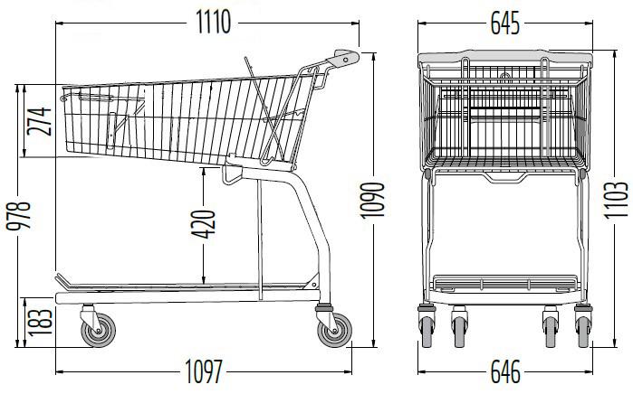 Тележка для супермаркетов грузовая Wanzl Flexcart CC 645x1100x1100 мм (flexcart_cc_bu) - фото 5