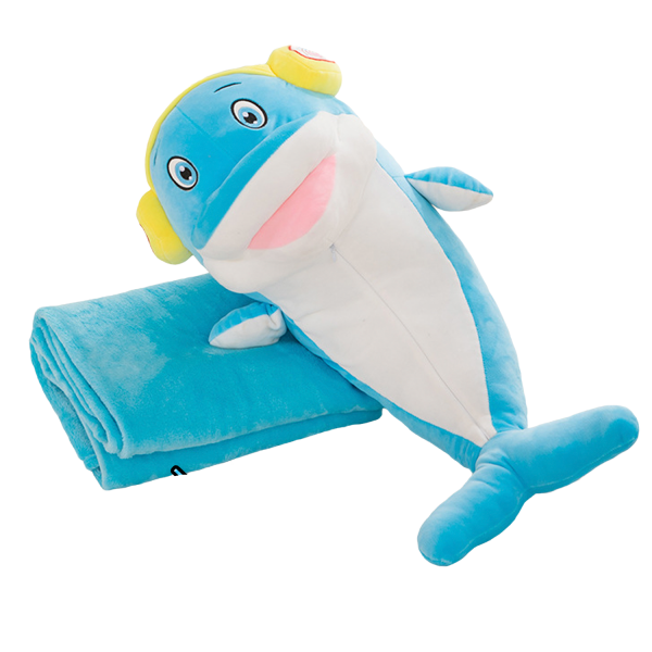 Игрушка детская Дельфин 3в1 с функцией подушки и пледа 110х 150 см Blue (2d93cc6b)