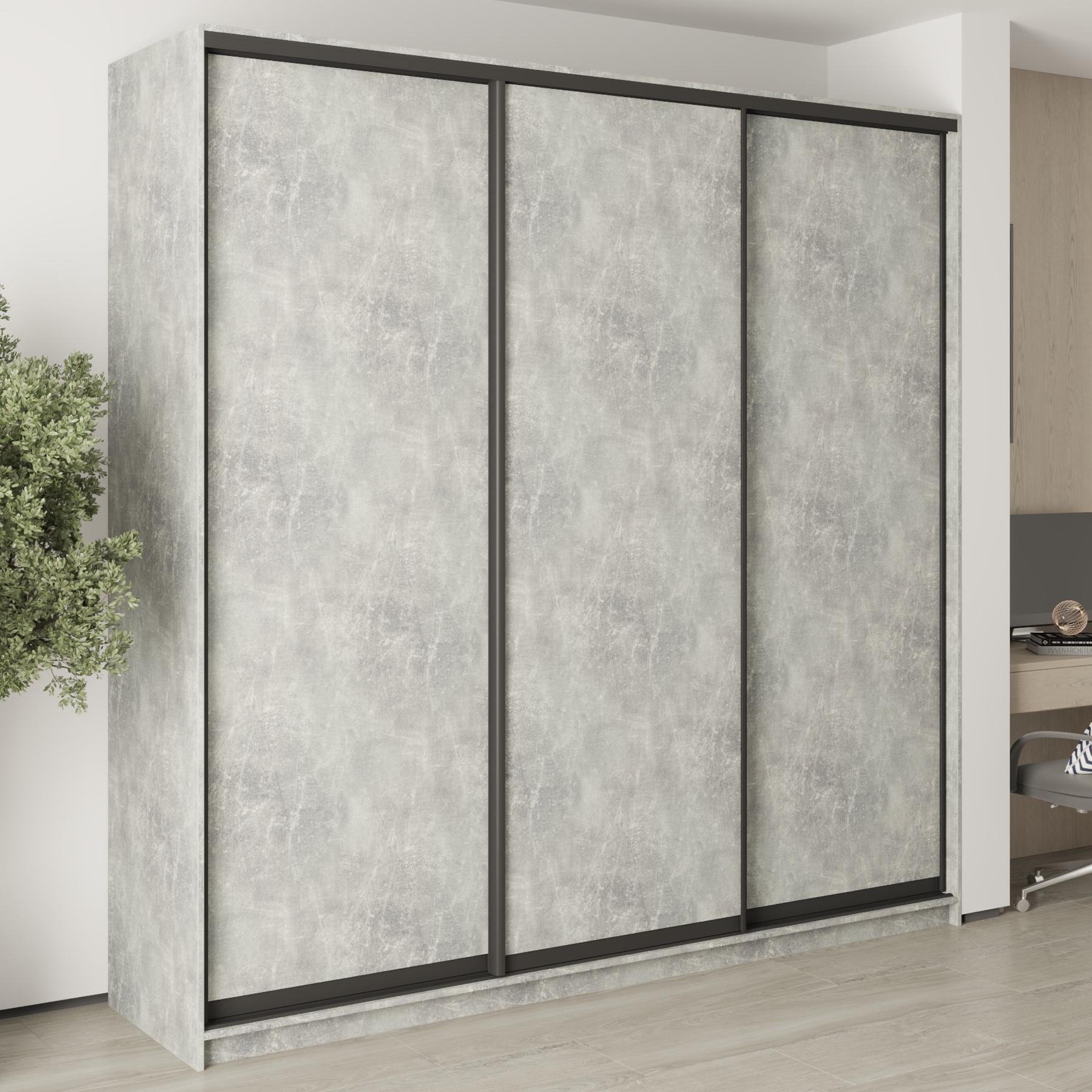 Шафа-купе тридверна MebelStar Комбо BG 3 ДСП 240x60x240 см Бетон (MBS-9504)
