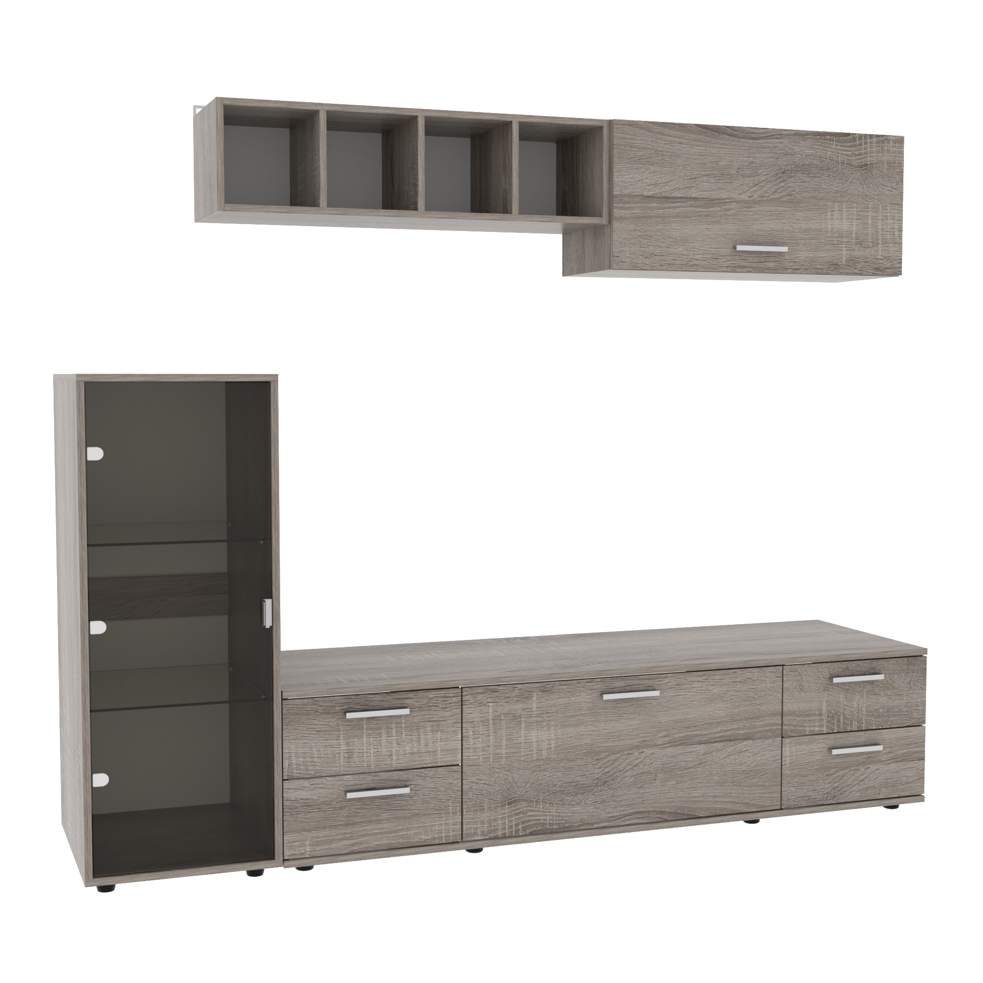 Стенка в гостиную Hugo-3 2060х520х1700 мм Дуб Сонома/Трюфель