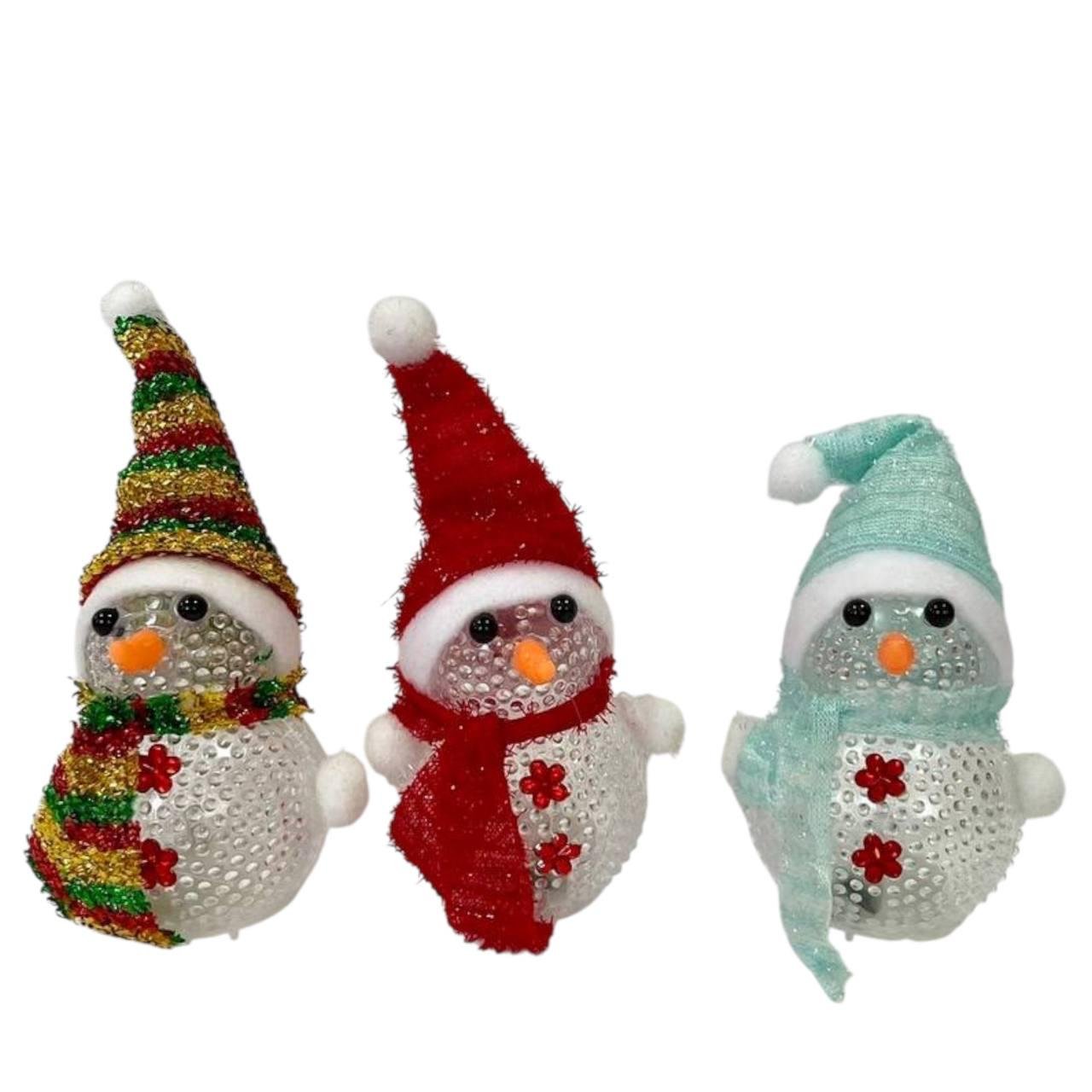 Набор новогодних фигурок Снеговички LED 15 см 12 шт. (00000006714)