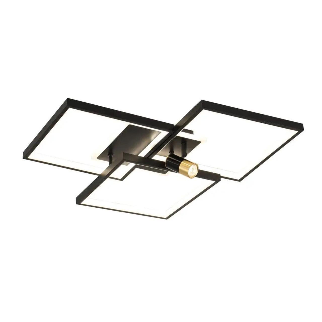 Люстра светодиодная Valeso с квадратными плафонами 151W 3000-6500K Черный/Золотой (G 2740/3 BK+GD 151W)