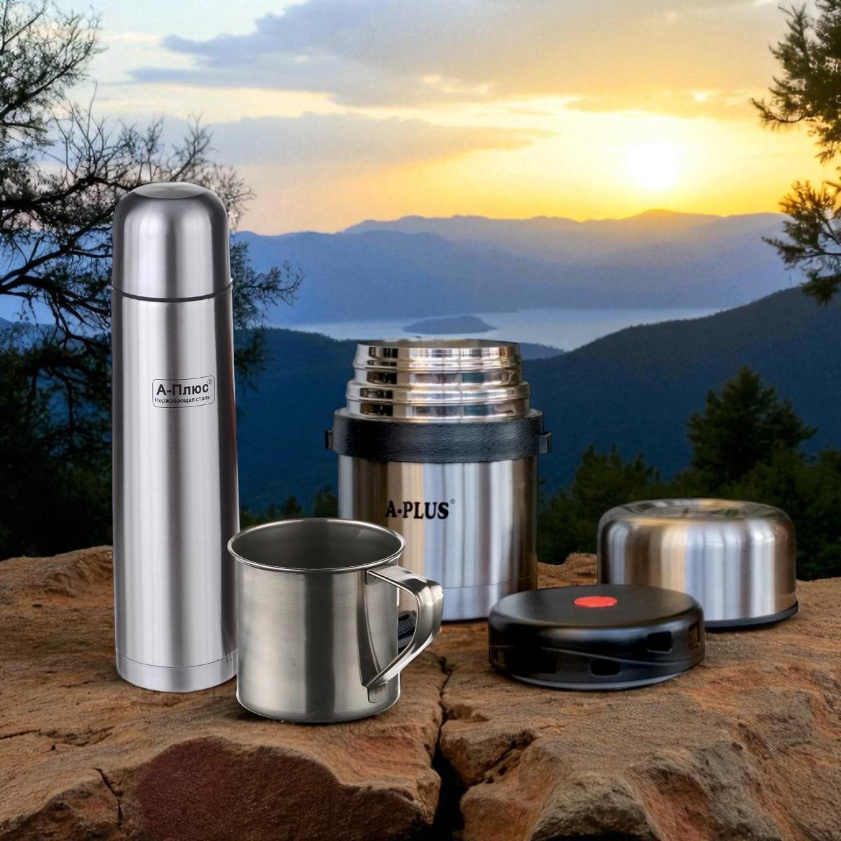 Набор походный A-PLUS термос 1,0 л/термос пищевой 0,5 л/кружка 0,3 л - фото 2