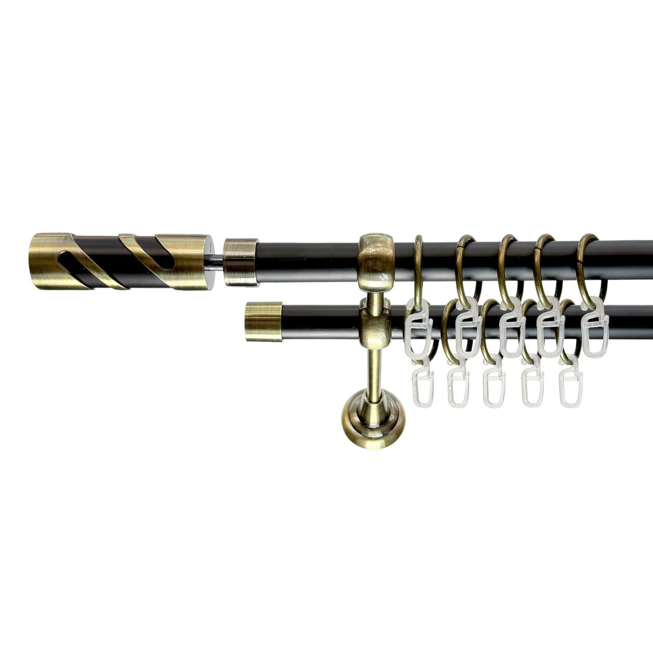 Карниз для штор Orvit Сиена двухрядный 19/19 мм открытый 160 см Черный/Антик (009-1262)