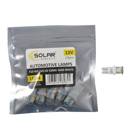 Автолампа LED Solar 12V T10 W2,1x9,5d 5SMD 5630 10 шт. White