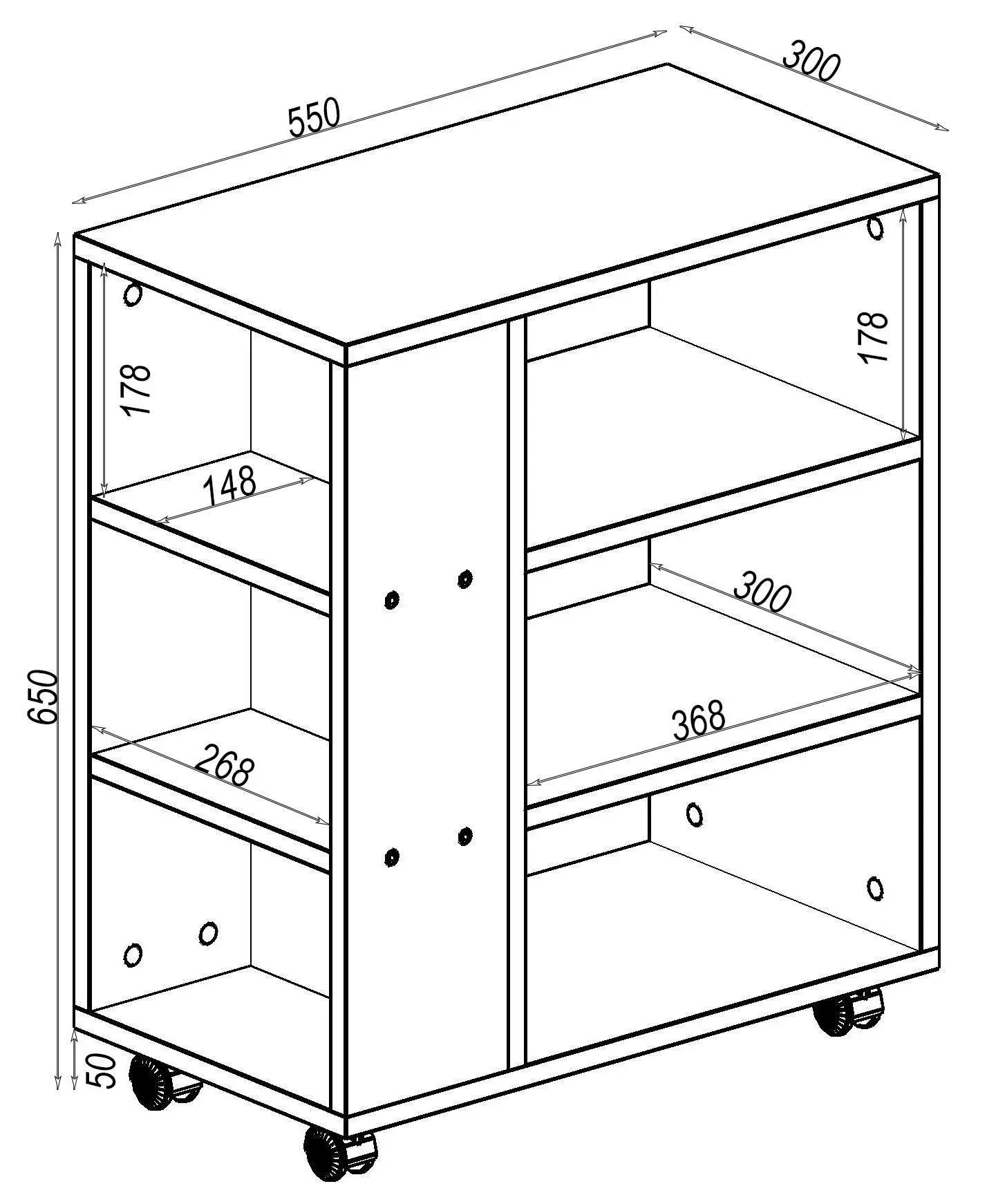 Тумба мобильная Kontinent ТМ-5 на колесиках 550х300х650 мм Дуб Сонома (84075179) - фото 2 Тумба мобильная Kontinent ТМ-5 на колесиках 550х300х650 мм Дуб Сонома (84075179) - фото 2