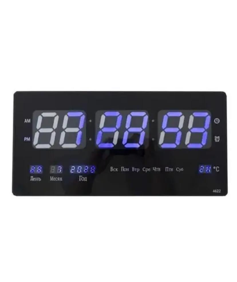 Настенные часы Digital Clock 4622 Черный/Синий (14159718)