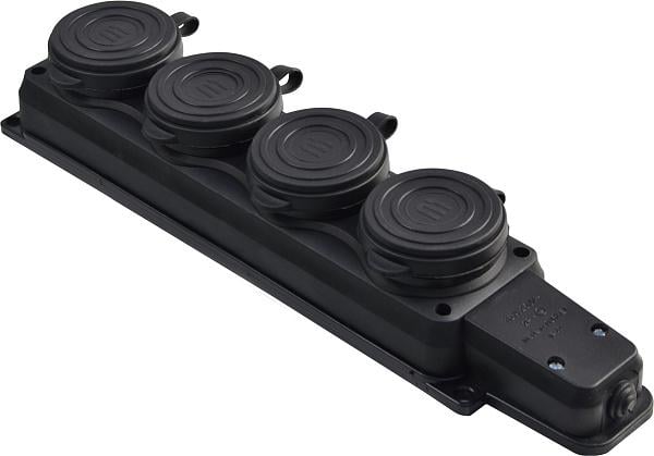 Колодка каучуковая АСКО-УКРЕМ четырехместная 2Р+PE 16А IP44