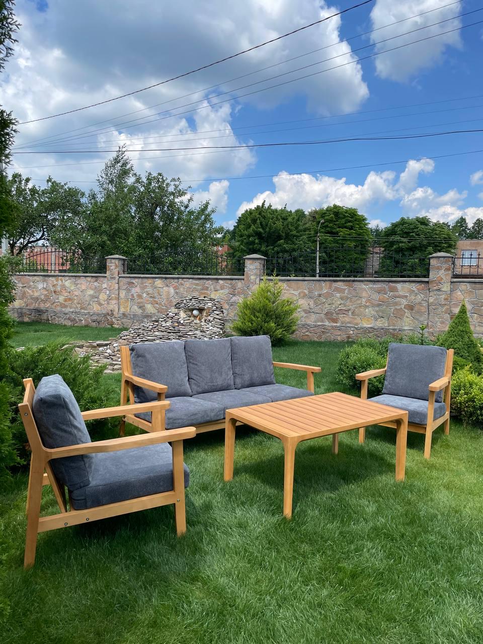 Комплект садових меблів диван/стіл/2 крісла Сірий (11003) - фото 2 Комплект садових меблів диван/стіл/2 крісла Сірий (11003) - фото 2