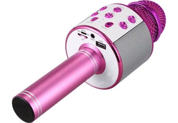 Беспроводной Bluetooth микрофон караоке Wster WS858 Pink