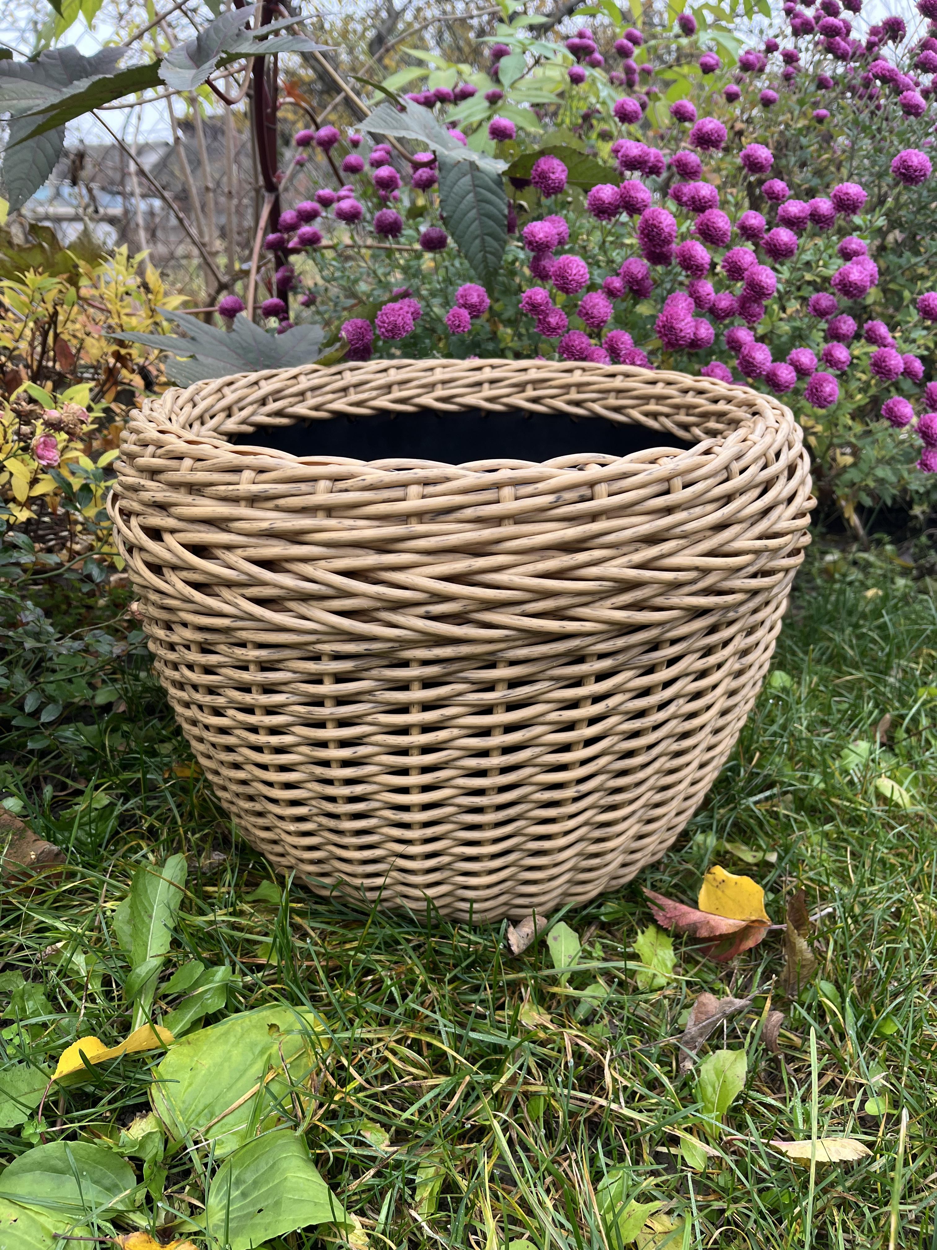 Кашпо для квітів зі штучного ротанга 20 л Дерево (30306878)