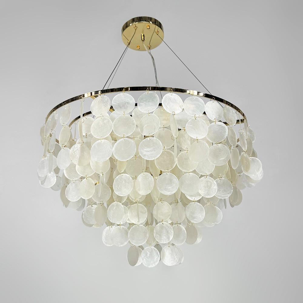 Люстра кругла ATHELIA із перламутровими пластинами Ø 60 см Золотий (1537-600 GD)