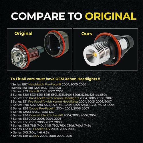 Подсветка фар LED Marker для BMW E39/E60/E61/E63/E64/E65/E66/E53 X5/E83 X3/E87 12 Вт Желтый (00207) - фото 8