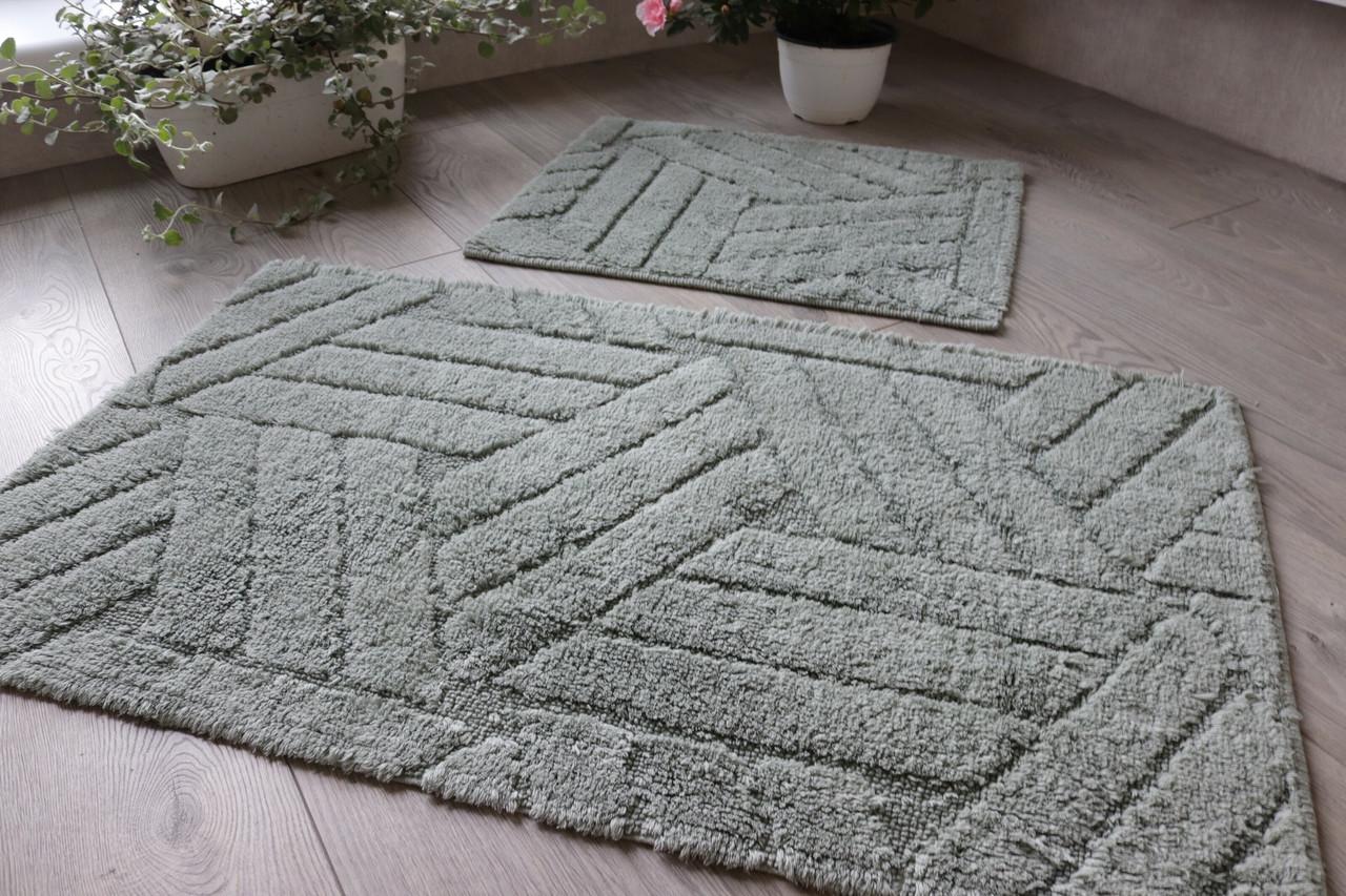 Набір килимків бавовняних Vonaldy Elite для ванної та туалету 60x100/50x60 см (2917/green)