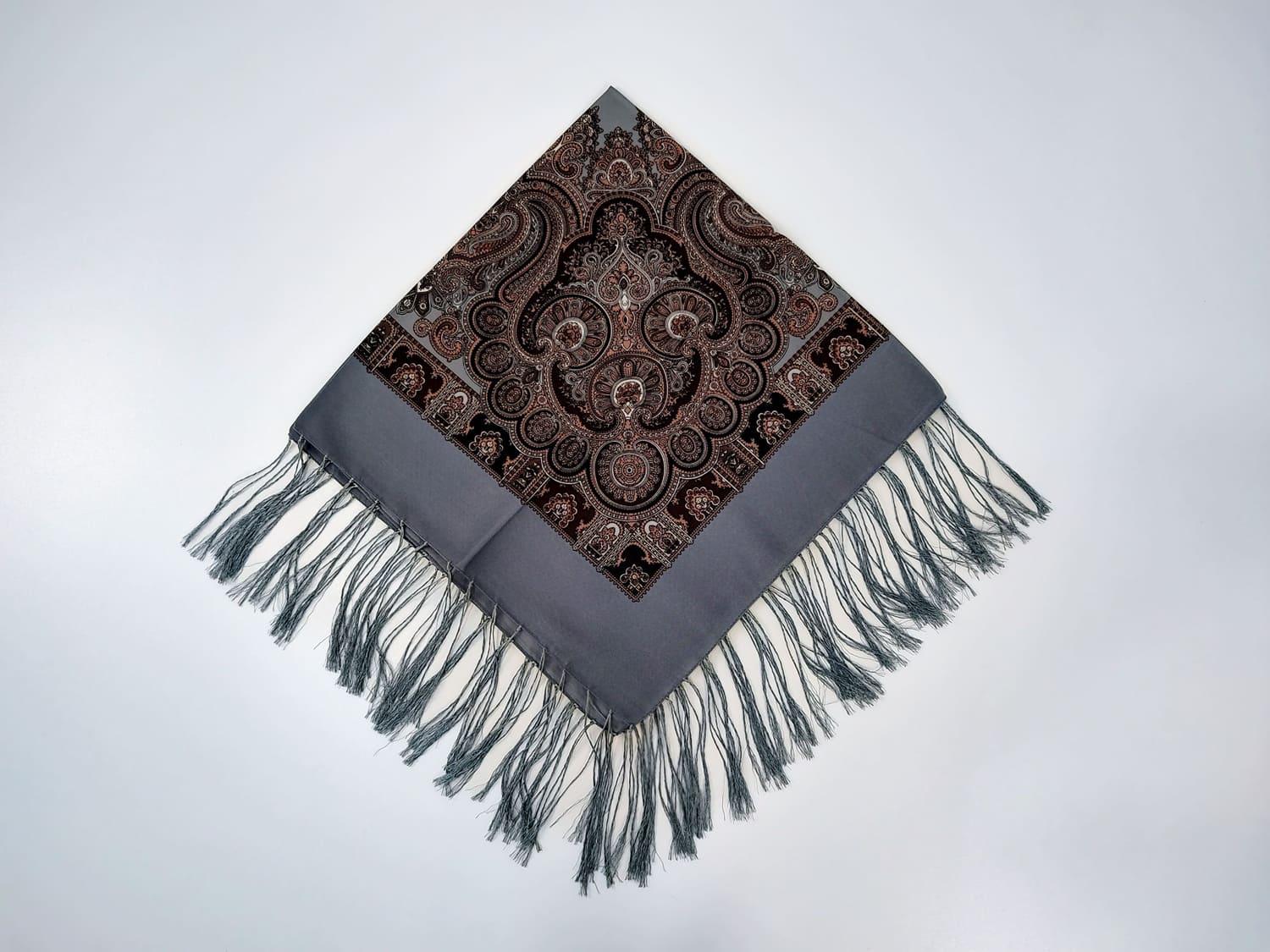 Платок украинский с тороками 80x80 см Серый (30156540)