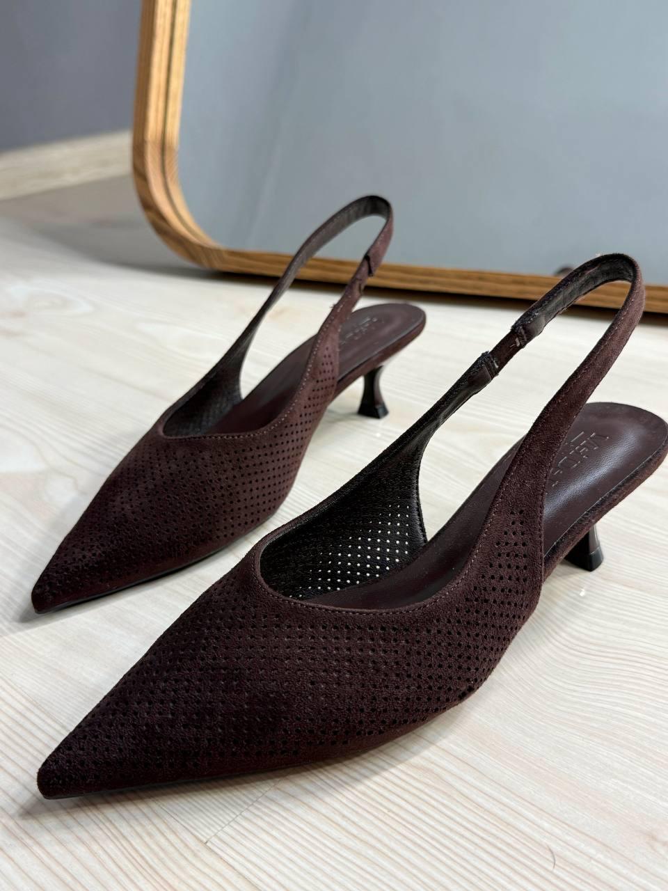Туфлі жіночі Meideli 2051-38 slingback човники замшеві з перфорацією р. 35 Коричневий (6655)