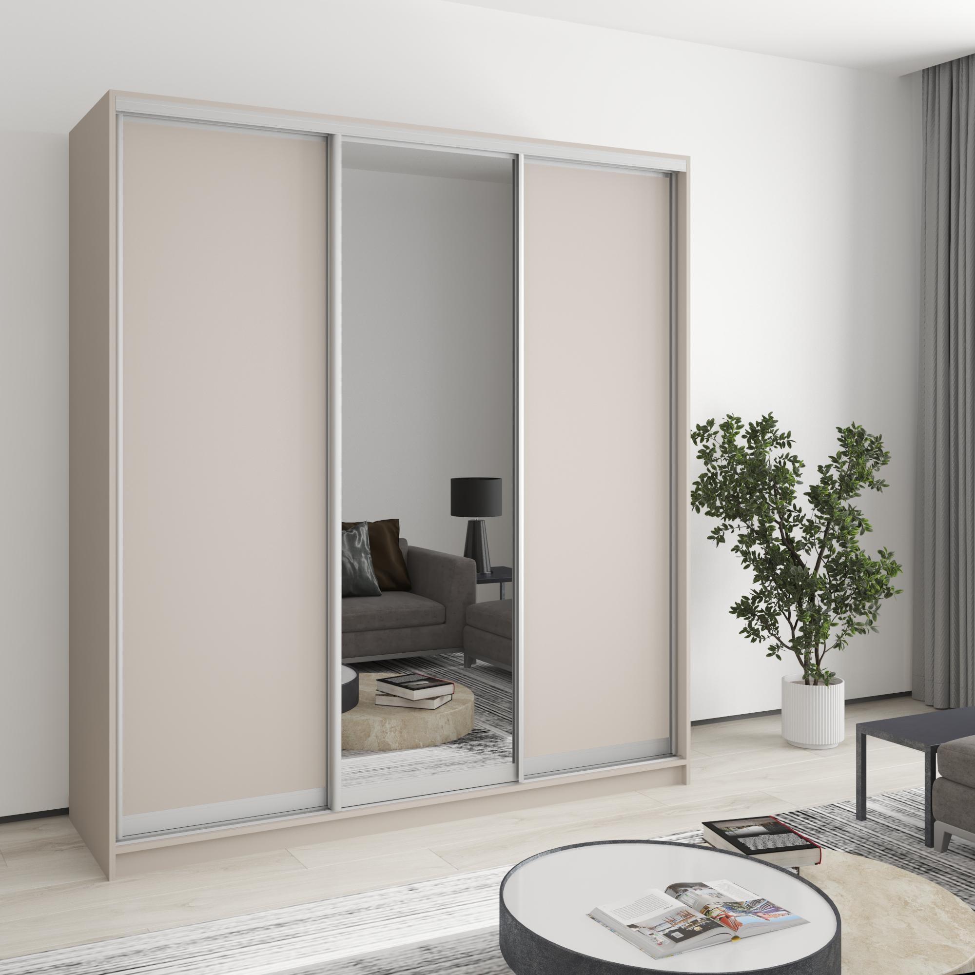 Шкаф-купе трехдверный MebelStar Стандарт AL 2ДСП/Зеркало 190x45x210 см Кашемир (MBS-2927)