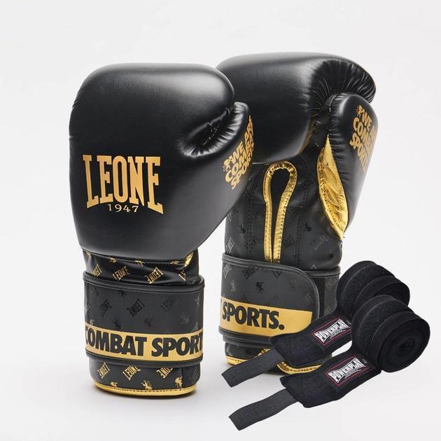 Боксерские перчатки Leone GN220 DNA 10 унций бинты 4 м в комплекте Black (3019812509)