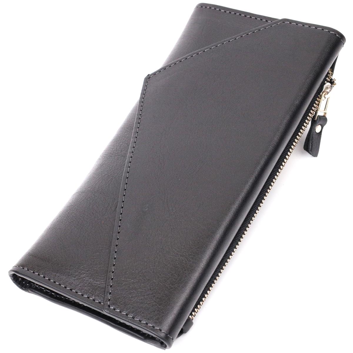 Кошелек женский Grande Pelle Wallet 11646 из натуральной кожи Черный (56453)