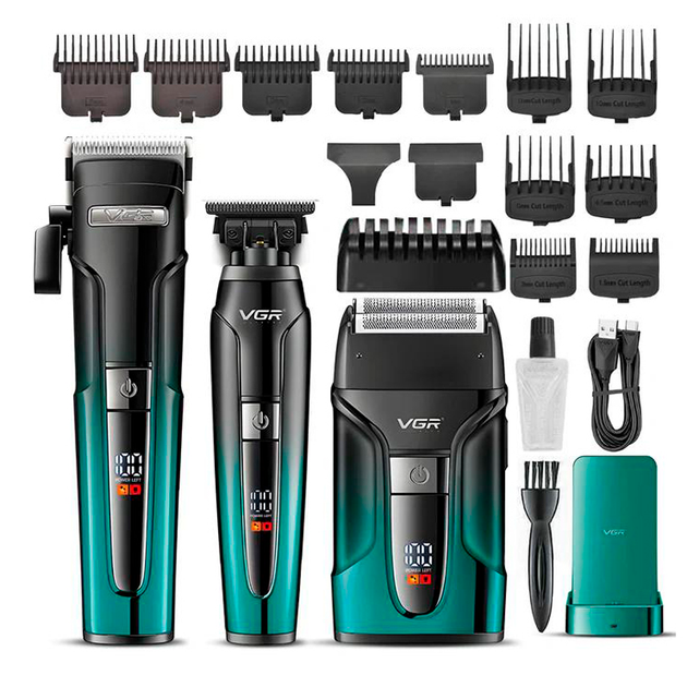 Набір для стрижки волосся та бороди VGR V-694 3в1 Blue