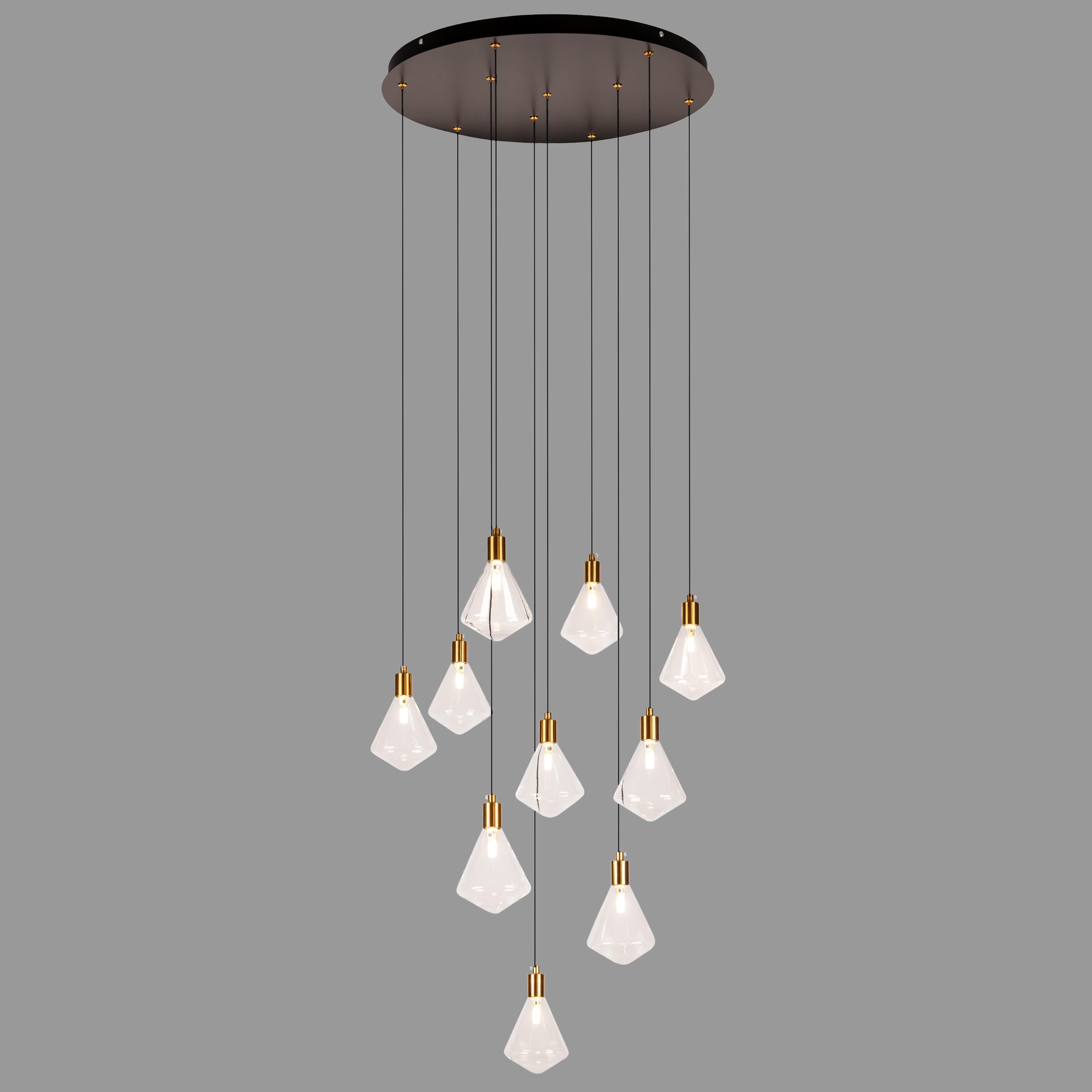 Люстра з прозорими плафонами на 10 ламп (99-103F-10 (500R) AB+CL)