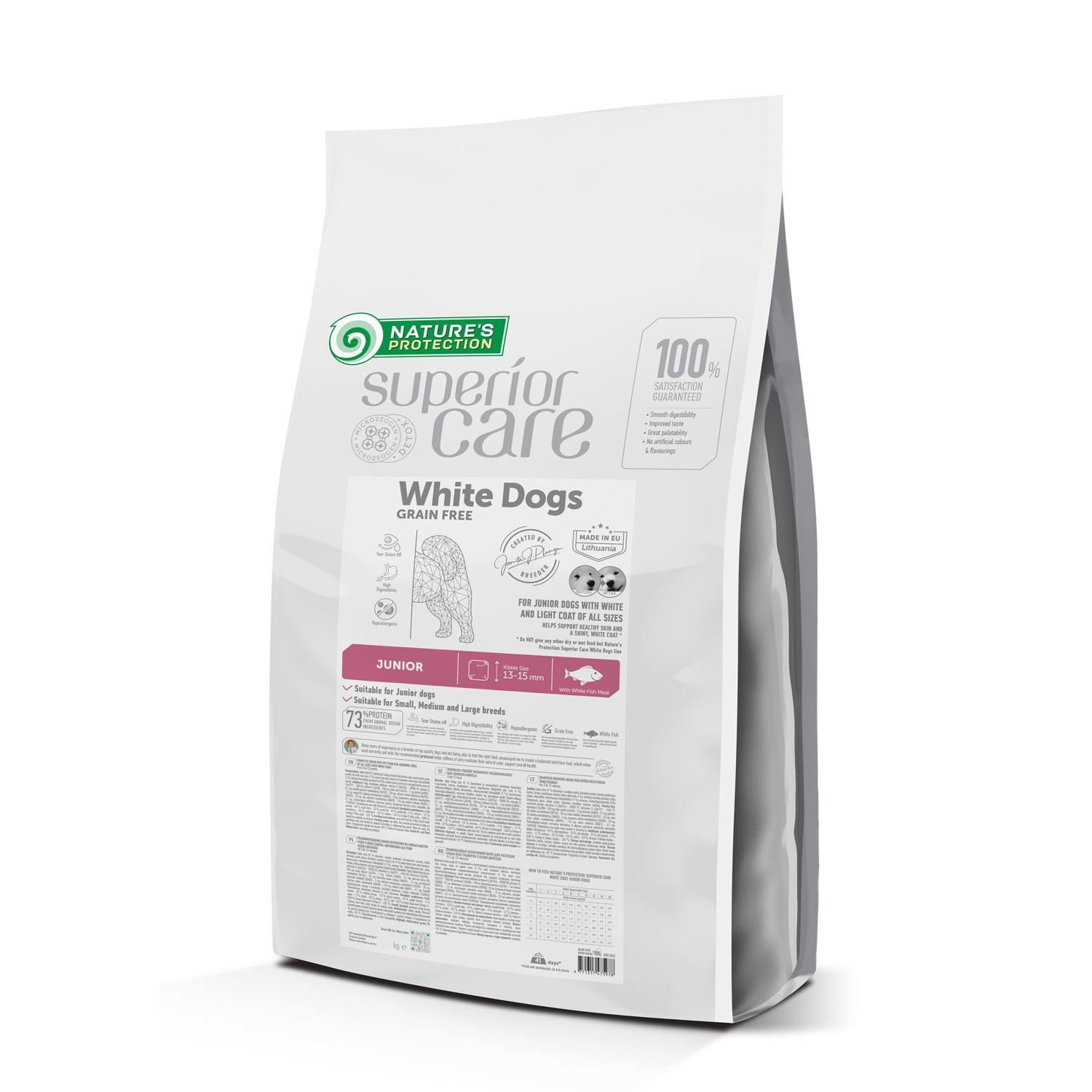 Корм сухой для щенков Nature's Protection Superior Care White Dogs Grain Free White Fish Junior All Sizes 17 кг (24148550)