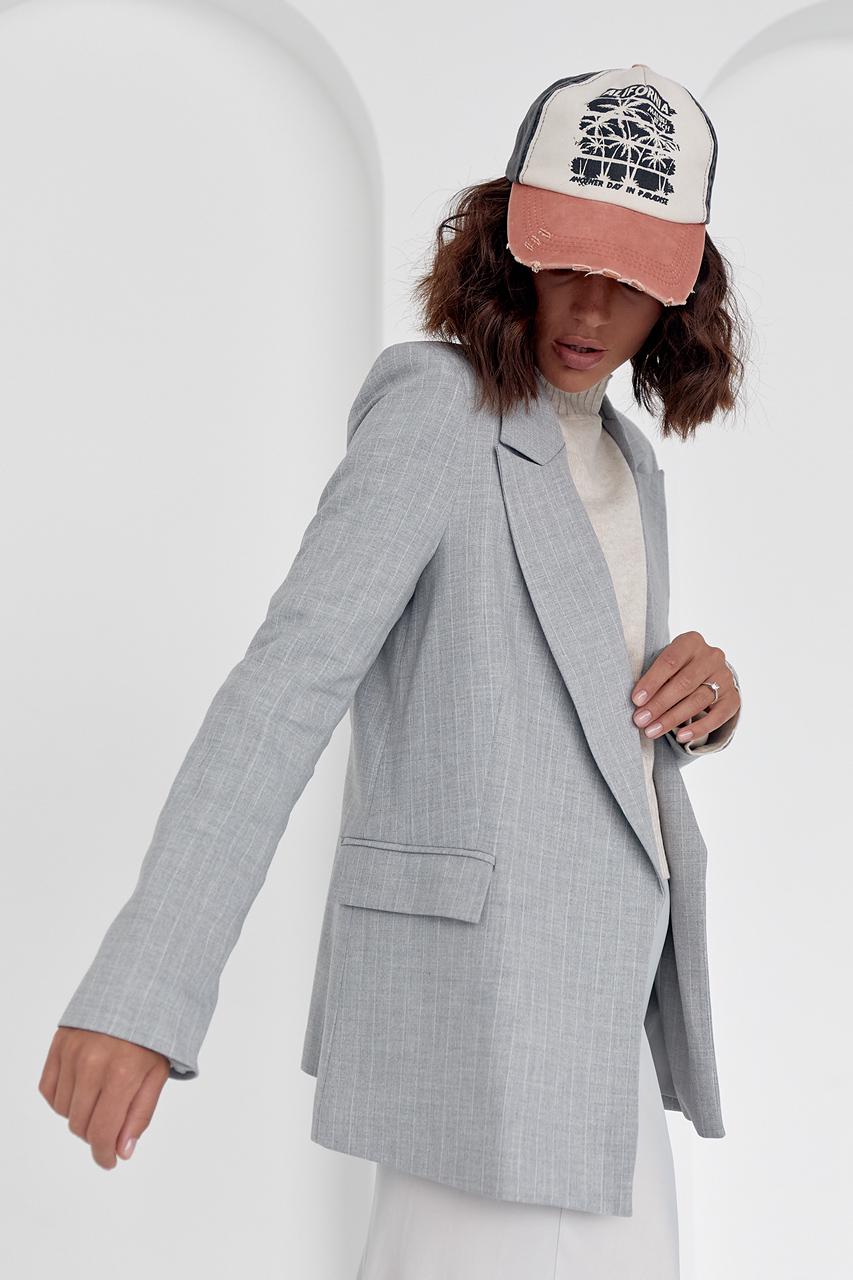 Пиджак без застежки M Светло-серый (11859694) - фото 5