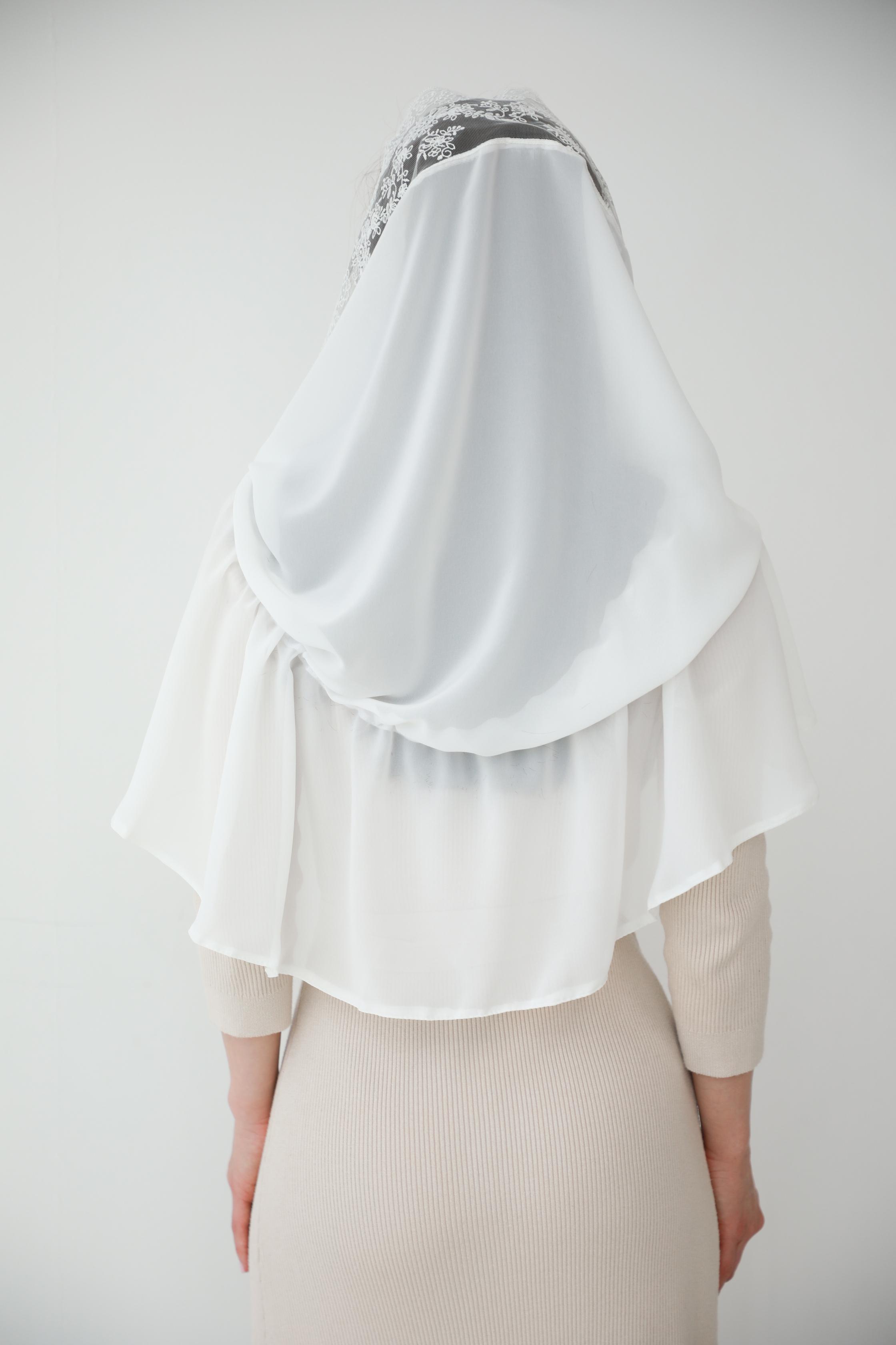 Палантин для храму на голову Білий (п027) - фото 6