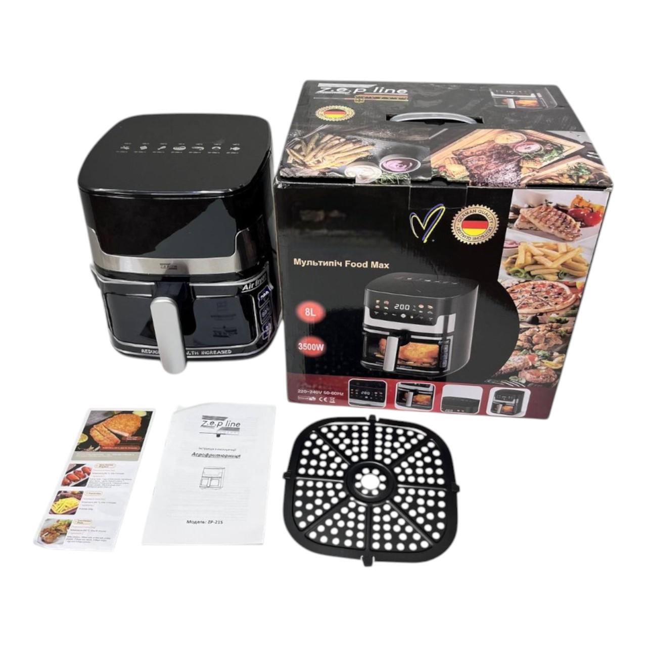 Аерофритюрниця-мультипіч Zepline ZP-215 з антипригарним покриттям та сенсорним дисплеєм 3500 Вт 8 л (є292) - фото 9 Аерофритюрниця-мультипіч Zepline ZP-215 з антипригарним покриттям та сенсорним дисплеєм 3500 Вт 8 л (є292) - фото 9