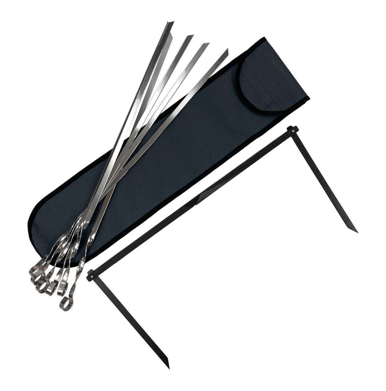 Набор шампуров Mzavod стальных с подставкой в чехле 560х10х2 мм 6 шт. (N6-SHMP-560x10x2-P)